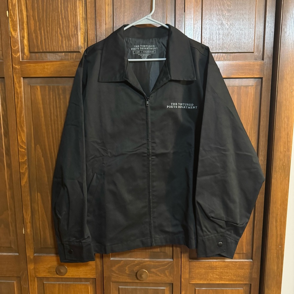 Taylor Swift The Tortured Poets Department Black Jacket & 2 Patch Set Bundle